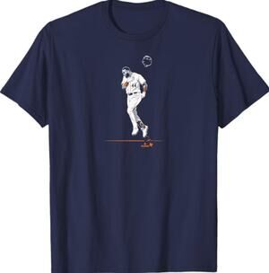 BREAKING T Yordan Alvarez Superstar Pose Houston Baseball Tee Medium Navy NWOT